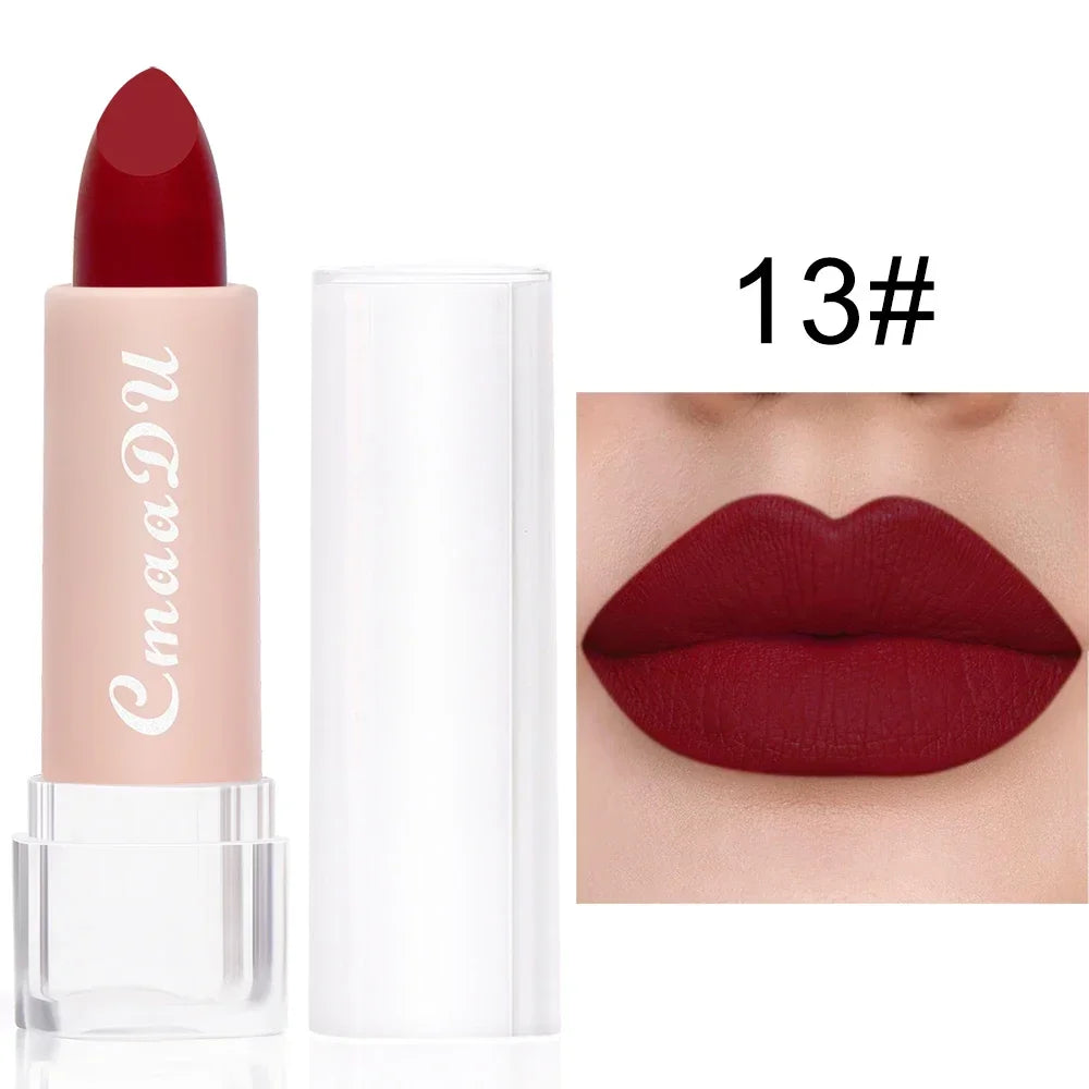 15 Colors Lipstick Waterproof Long Lasting Matte Velvet Mental Beauty Lip Gloss Nude Glitter Lip Gloss Beauty Red Lip Tint New HIP 13