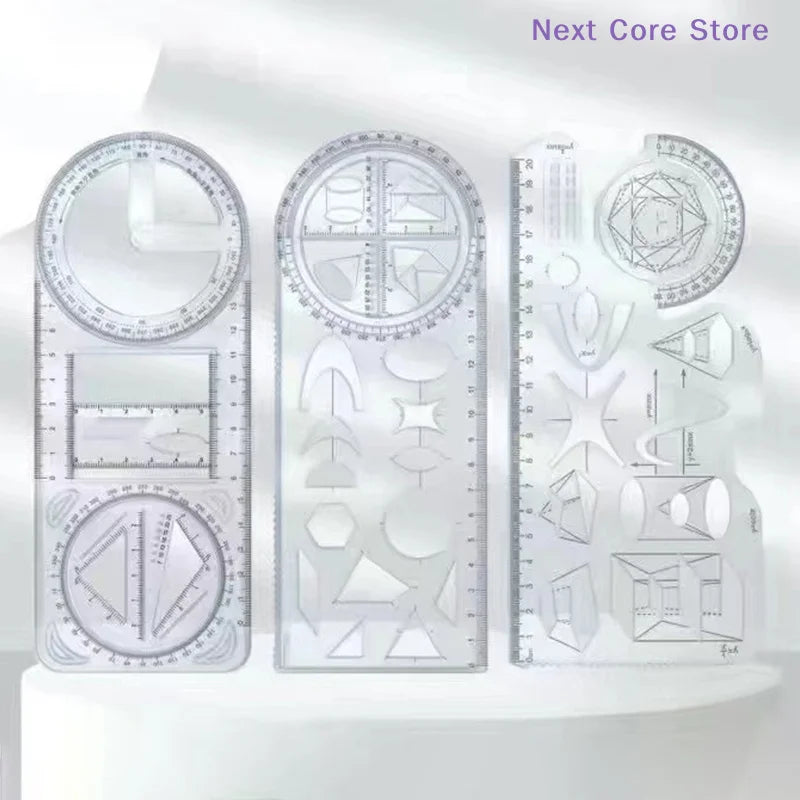 360° Geometric Drawing Ruler – Multifunctional Transparent Geometric Drawing Ruler HIP