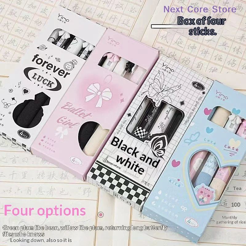 4-Pack Bow Press Gel Pens – 0.5mm Cartoon Quick-Dry Ink Cartoon Gel Pen Set HIP
