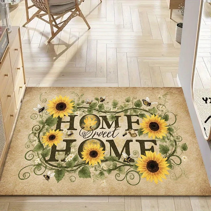 Sunflower Botanical Non-Slip Washable Welcome Door Mat Welcome Door Mat HIP 1 50x80cm-Felt