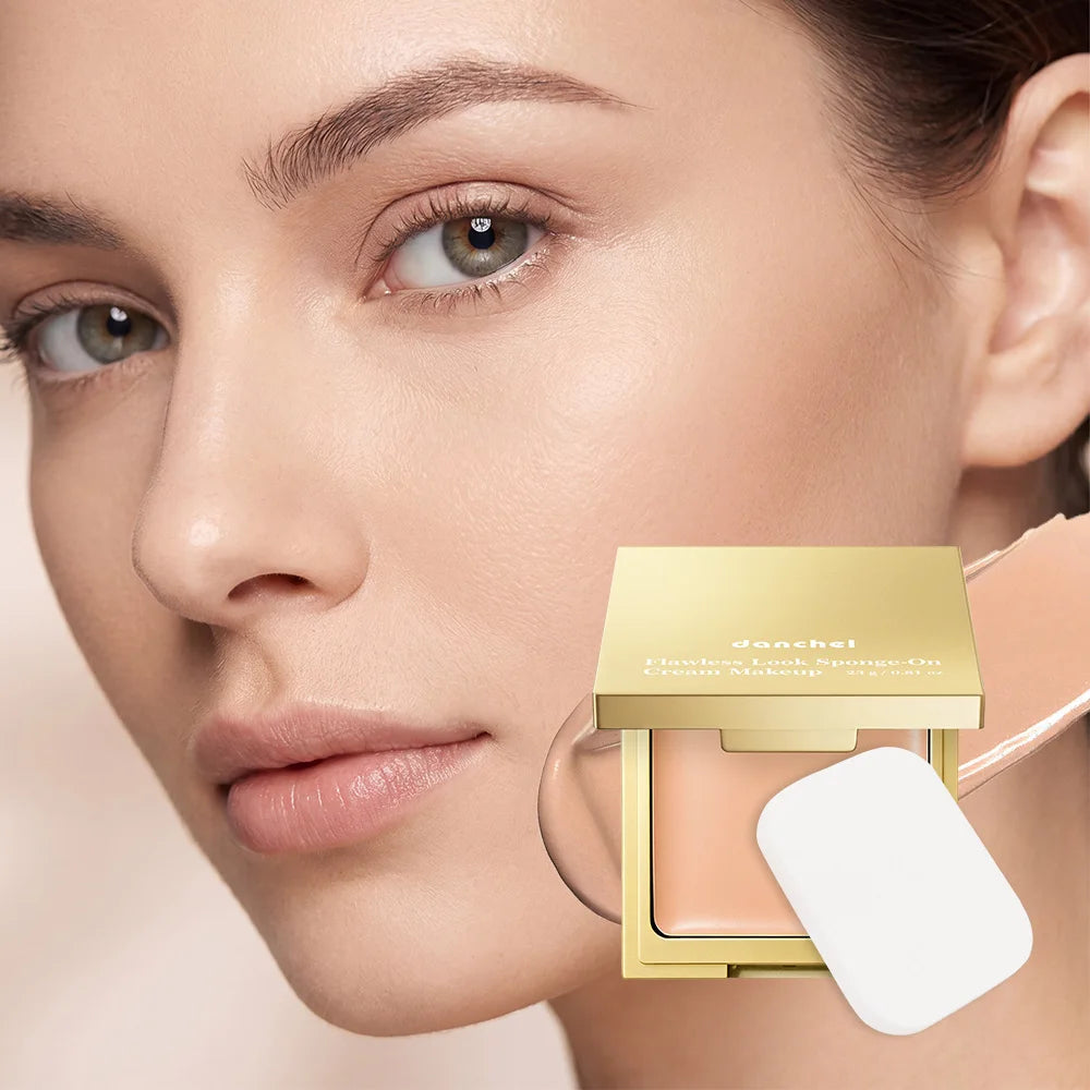 Flawless Finish Cream Foundation Sponge‑On Medium‑to‑Full Coverage Oil Control Breathable Long Lasting Concealer Makeup HIP
