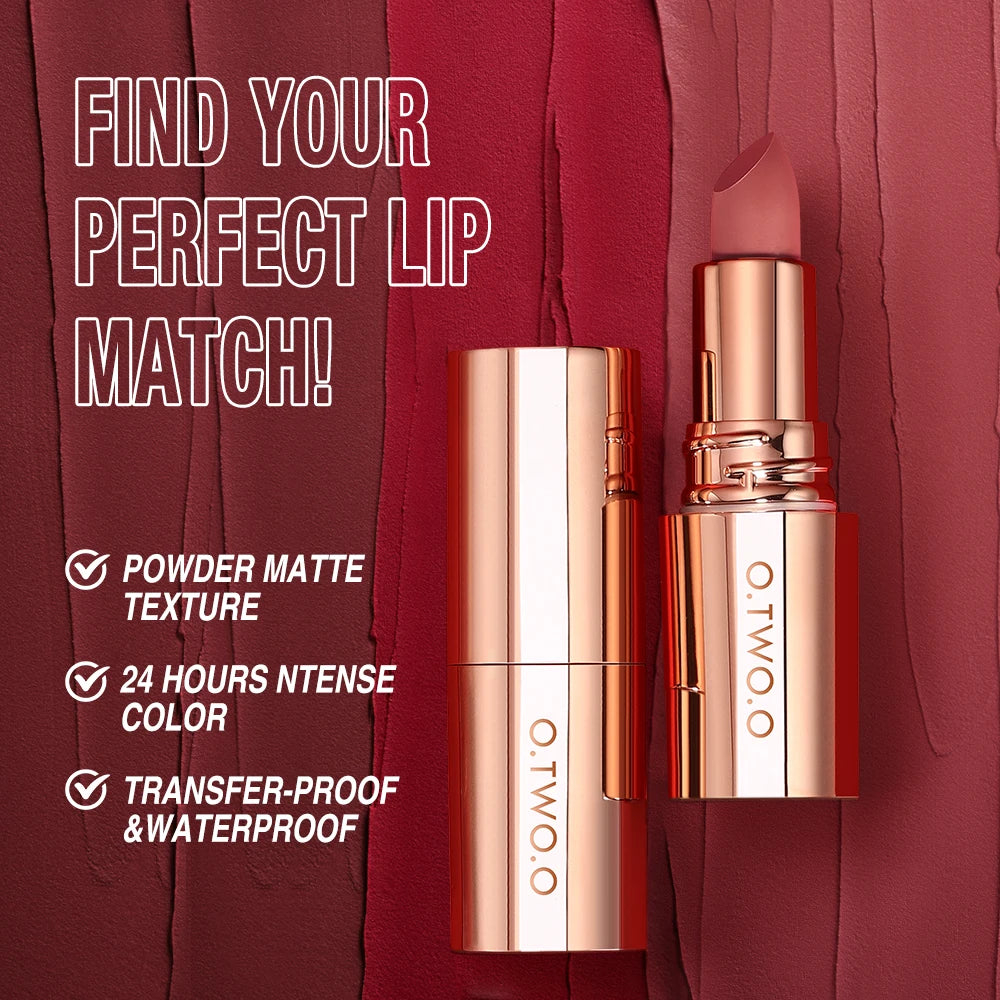 O.TWO.O Matte Lipstick Lip Tint 8 Colors Waterproof Long Lasting Non-stick Cup Sexy Highly Pigmented Velvet Lip Sticks Lip Stain HIP