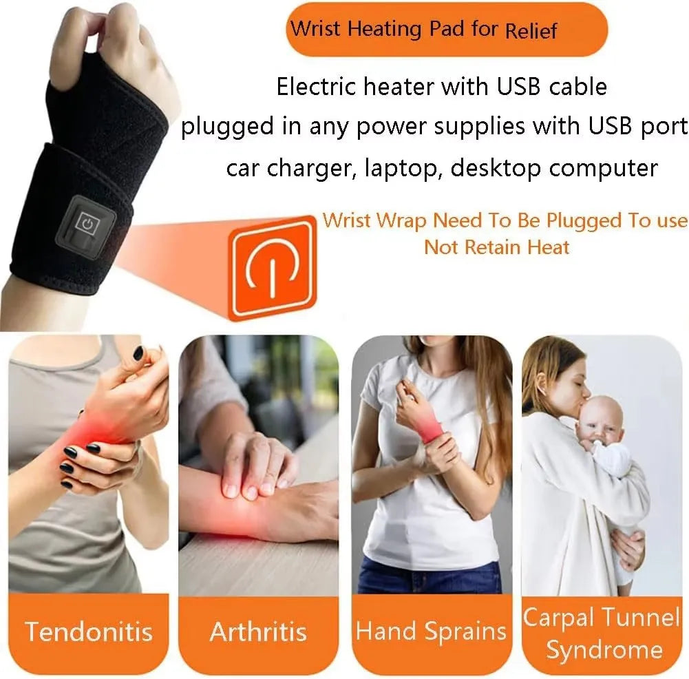 Electric Heated Wrist Brace – Adjustable Breathable Sport Support Heated Wrist Brace HIP