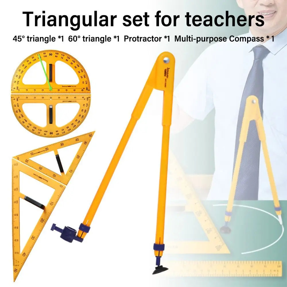 Large Triangular Ruler & Angle Protractor – Math Teaching Tool Geometry Teaching Ruler HIP