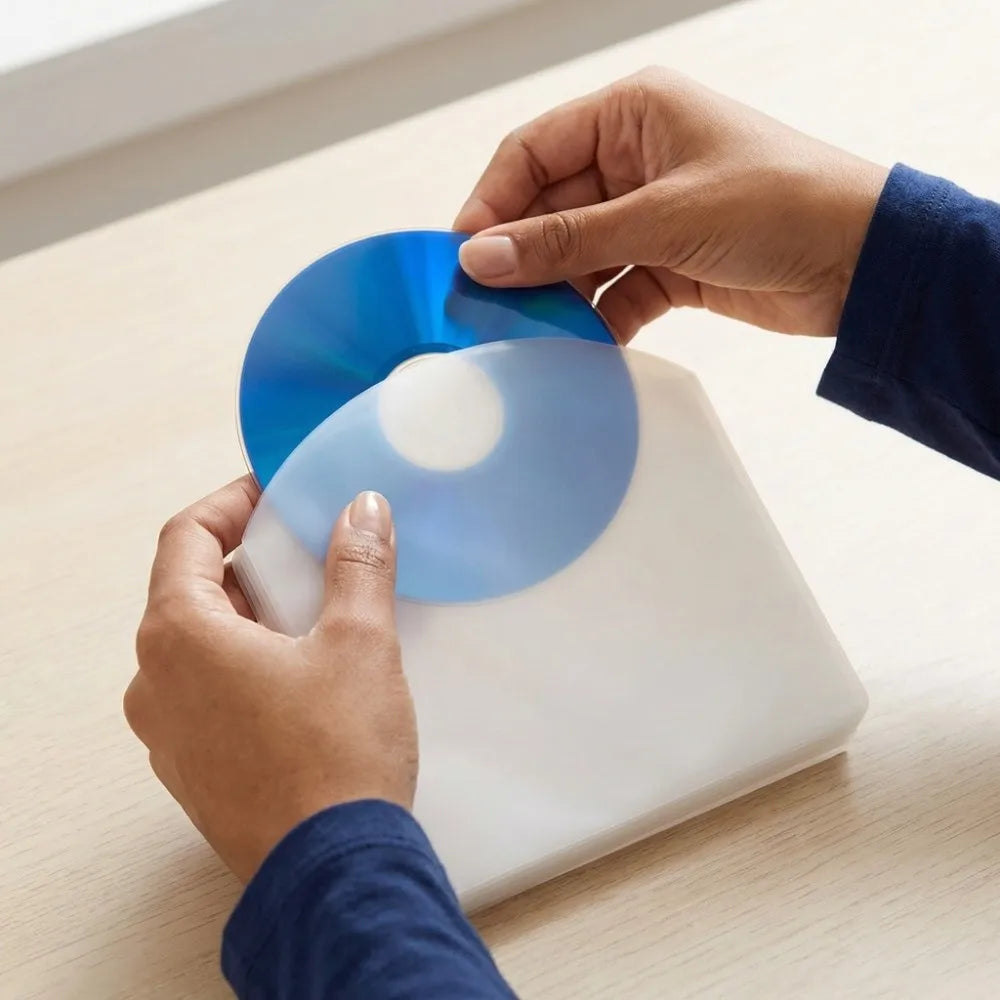 100-Pack Transparent CD DVD Inner Sleeves – Anti-Static PE Bags Disc Storage Sleeves HIP