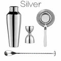 4-Piece Copper Gold Cocktail Shaker Bar Set – Bartender Kit Cocktail Shaker Set HIP Silver Set
