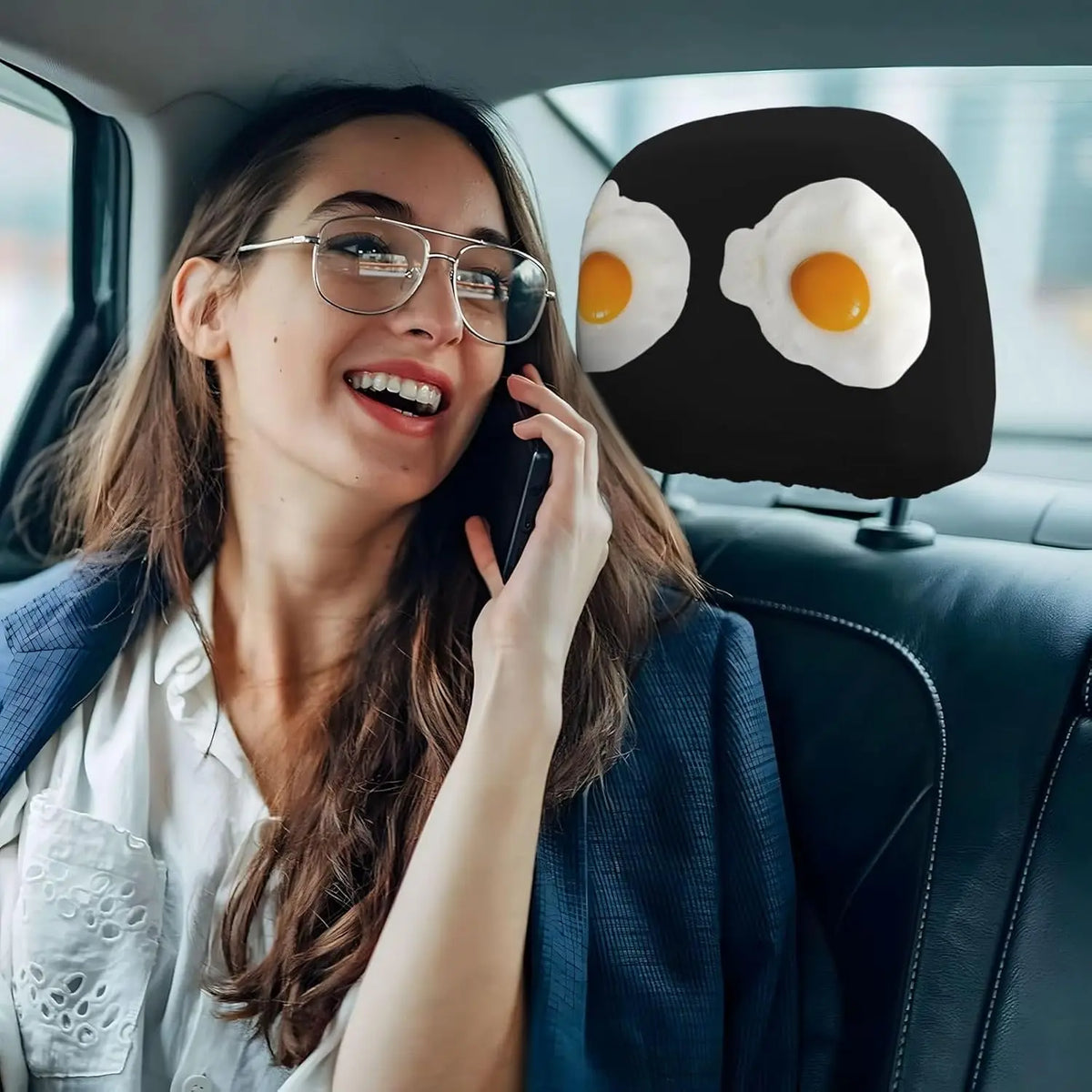 Fried Egg Car Headrest Covers – Cute Universal 2-Pack Car Headrest Cover HIP