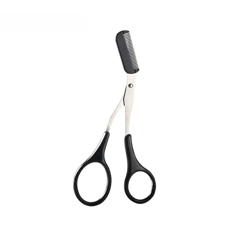 Stainless Steel Eyebrow Scissors with Comb – 1/3 Pc Kit Eyebrow Trimmer Set HIP 1pcs(black)