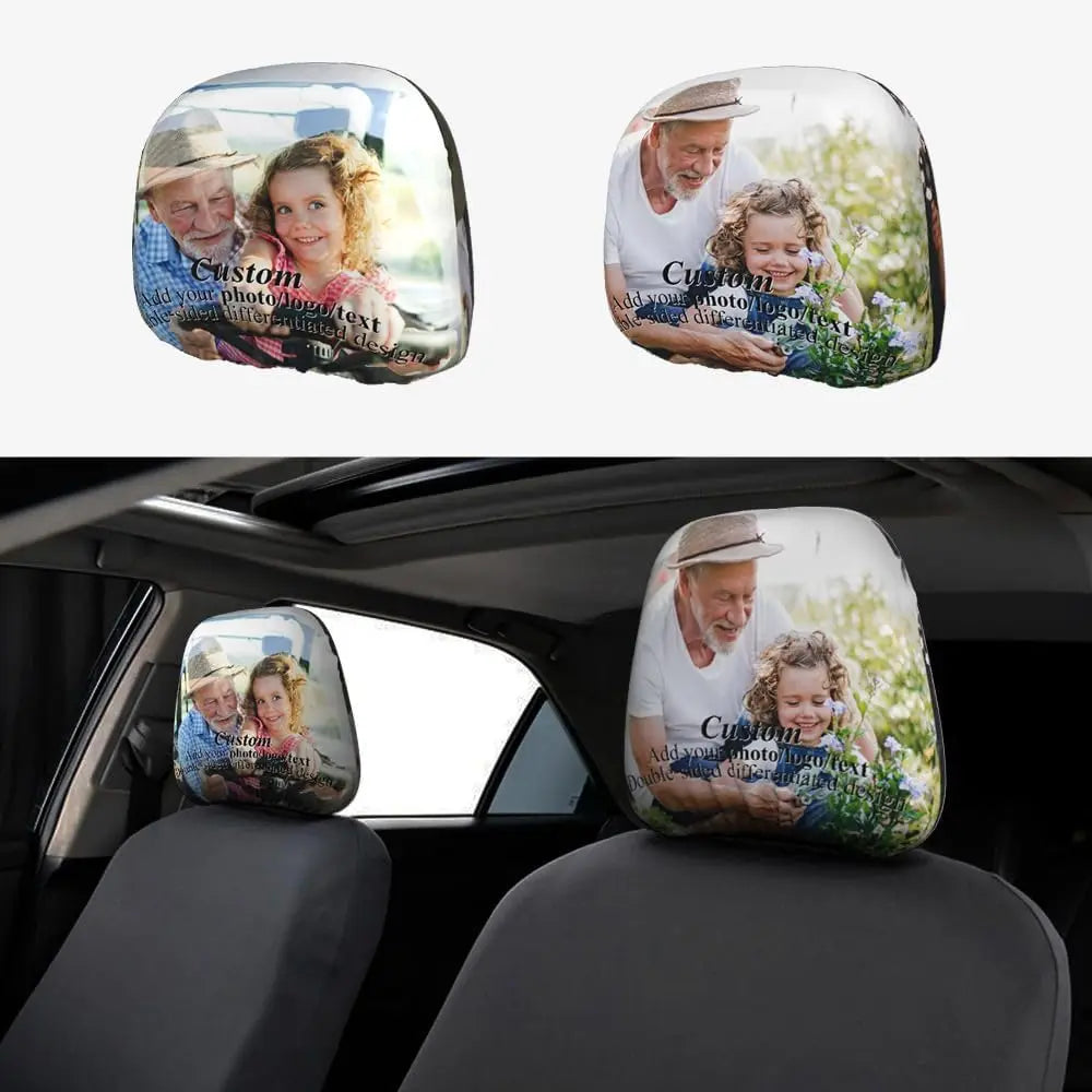 2-Pack Custom Car Headrest Covers – Personalized & Breathable Car Headrest Cover HIP black