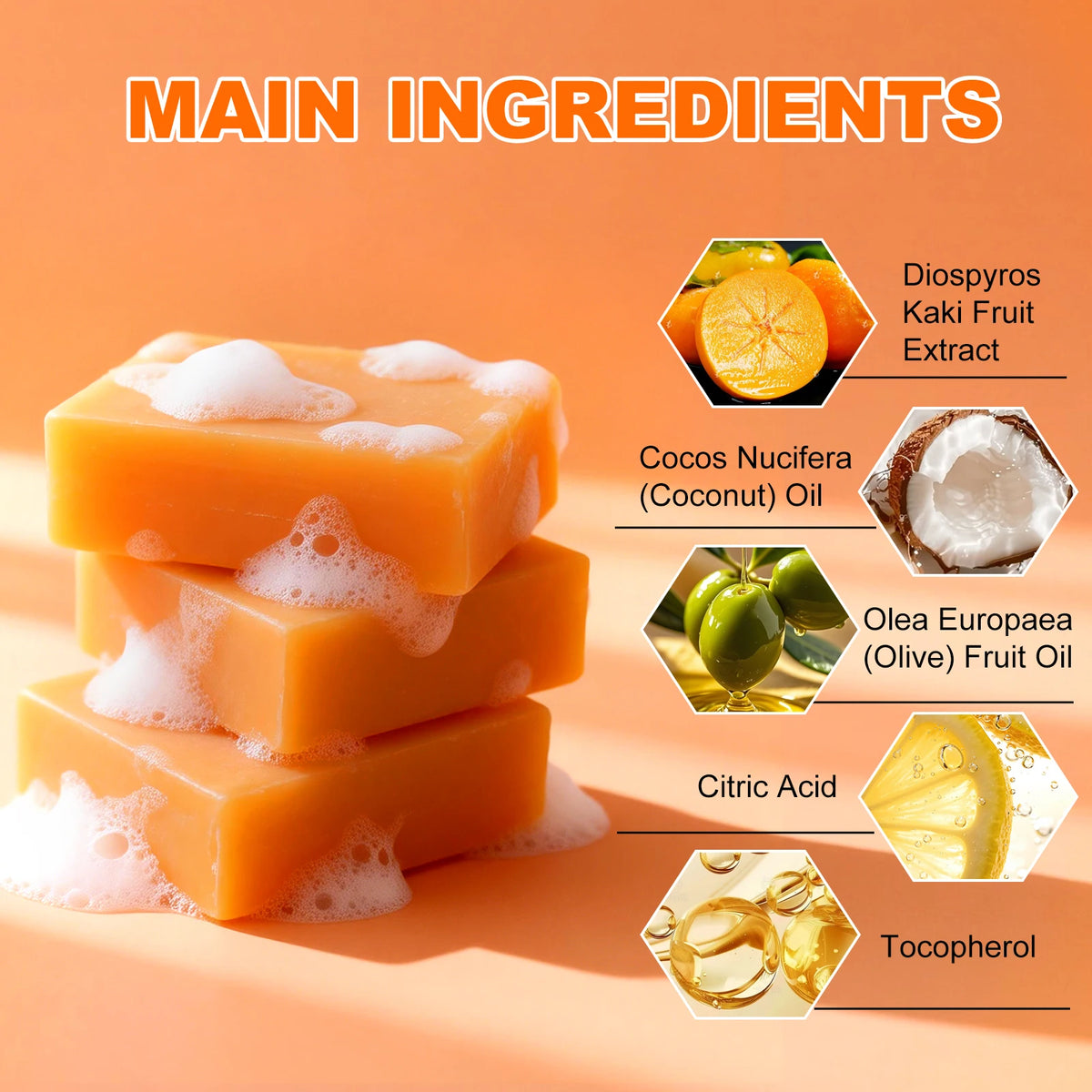 Handmade Persimmon Extract Soap – Brightening Hydrating Bar Handmade Soap Bar HIP