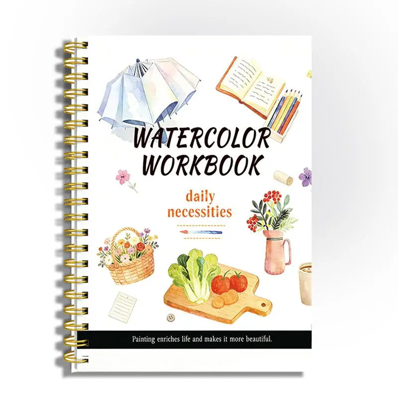 Spiral Bound Watercolor Flower Workbook – Thick Cotton Paper Watercolor Sketchbook HIP A3