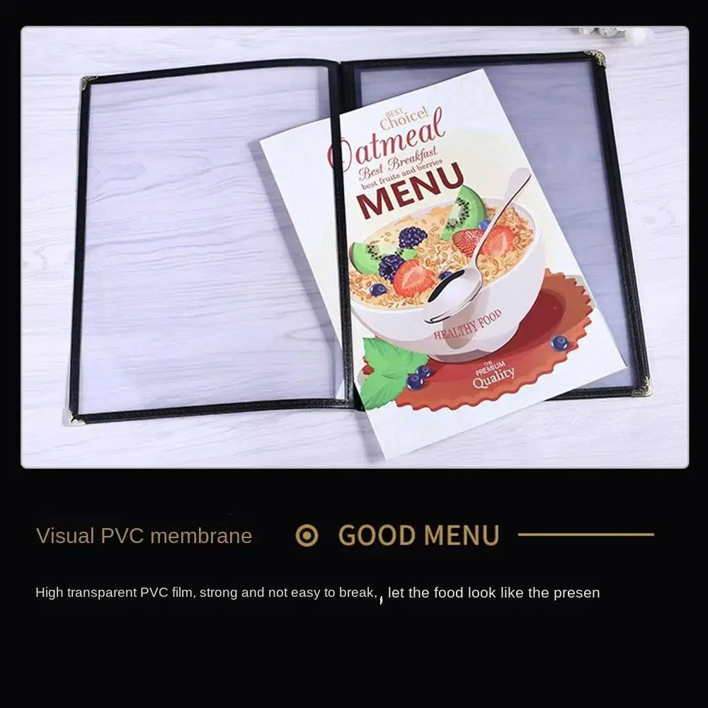 A4 Transparent PVC Menu Cover – Foldable Double Panel Holder Menu Cover Holder HIP