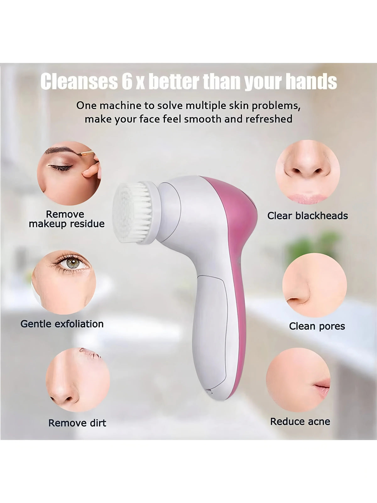 5-in-1 Electric Facial Cleansing Brush & Skin Massager | AXH Facial Cleansing Device HIP