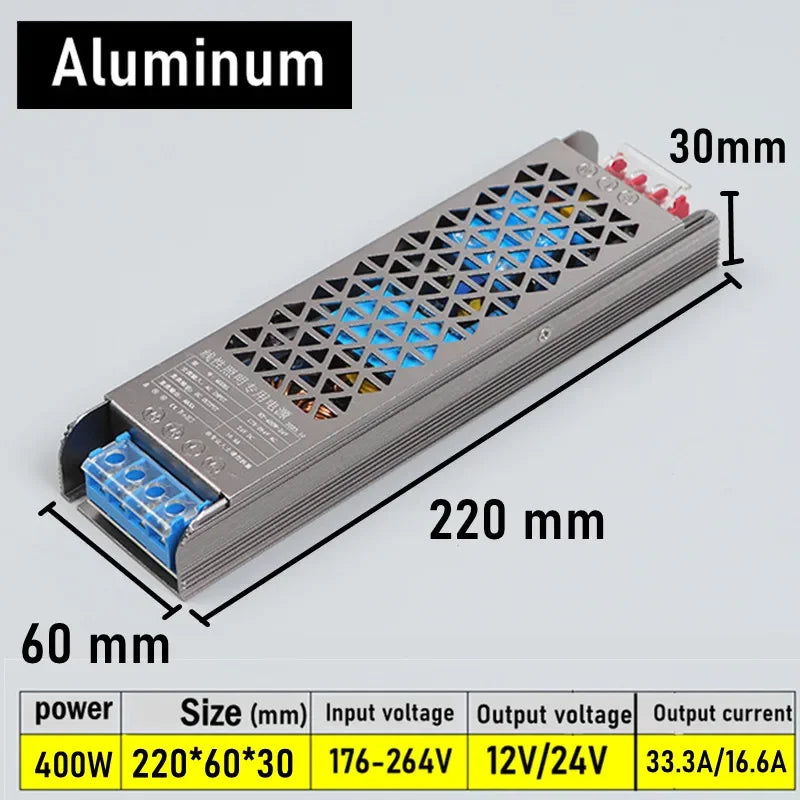Ultra-Thin 12V 24V Switching Power Supply 60W–400W AC to DC Switching Power Supply HIP 400W DC 12V