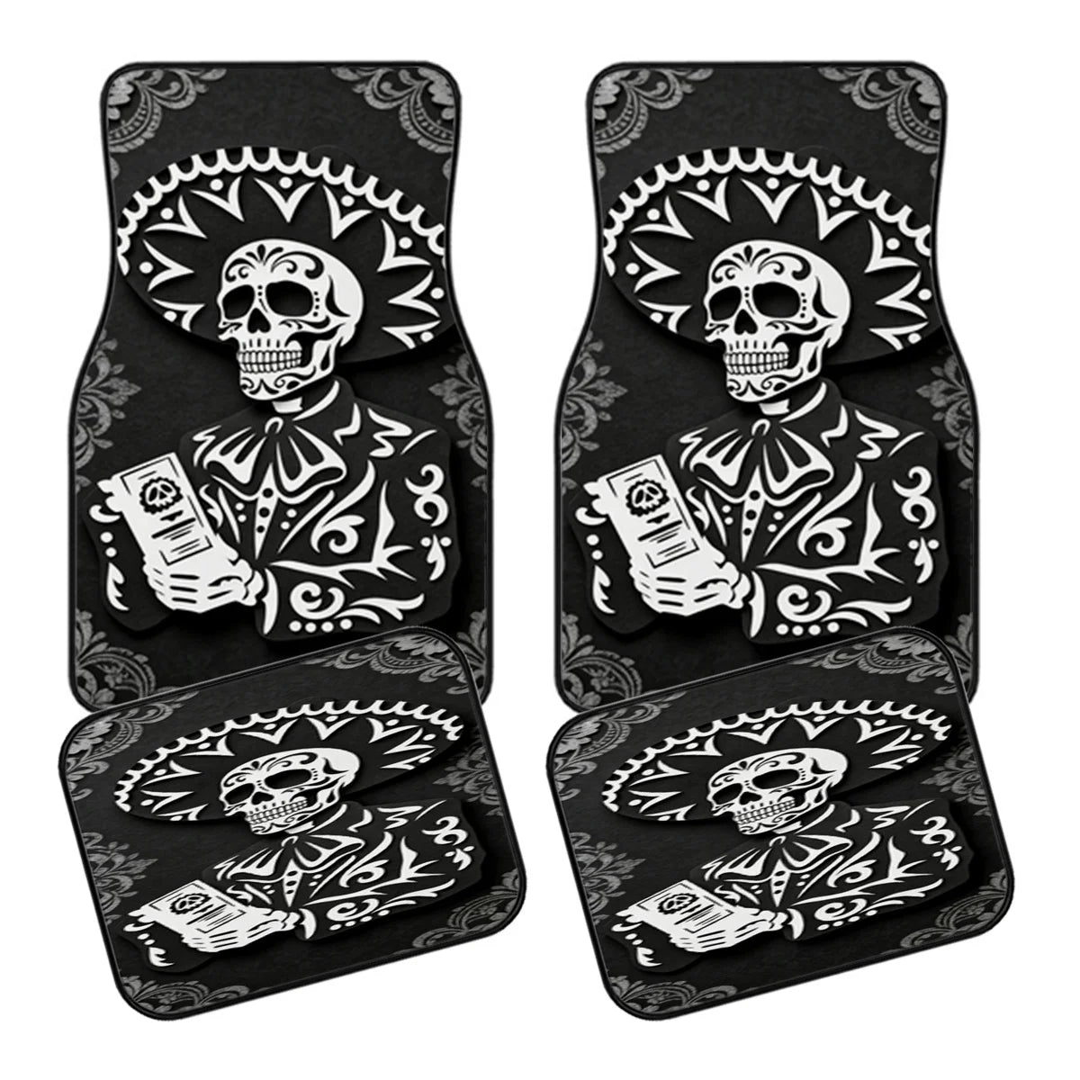 4-Piece Car Floor Mat Set – Anti-Slip Polyester Fiber Car Floor Mats HIP black