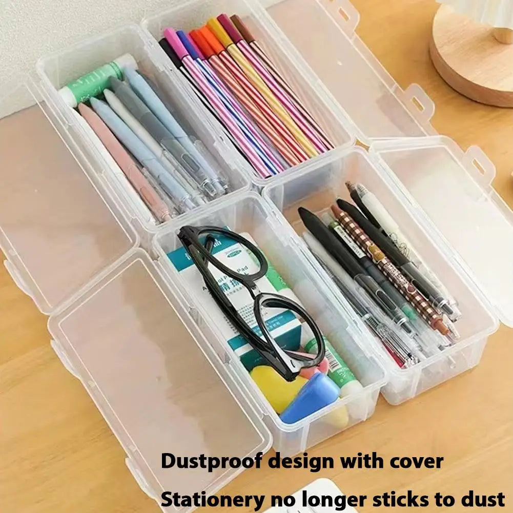 Multi-function Pen Case Clear Plastic Pencil Boxes Portable Mount Storage Pen Box For Oil Pastel Crayon Stationery Organizer Bag HIP