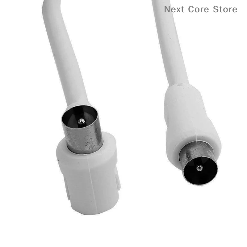 2M White Right Angle RF TV Aerial Coaxial Cable & Coupler Coaxial TV Cable HIP