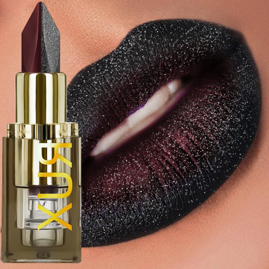 KAFURUX Two-Tone Red & Black Glitter Matte Lipstick Glitter Matte Lipstick HIP