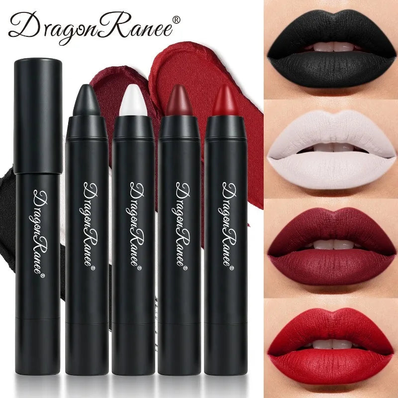 Vampire Black White Dark Red Lipstick Matte Lip Tint Waterproof Long Lasting Non Drying Black to Red Lipstick Vampire Makeup Lip HIP