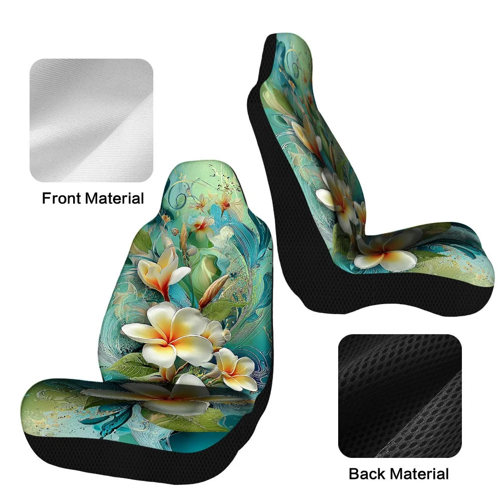 Teal Frangipani Car Seat Covers – 2pc Universal Front Set Car Seat Covers HIP