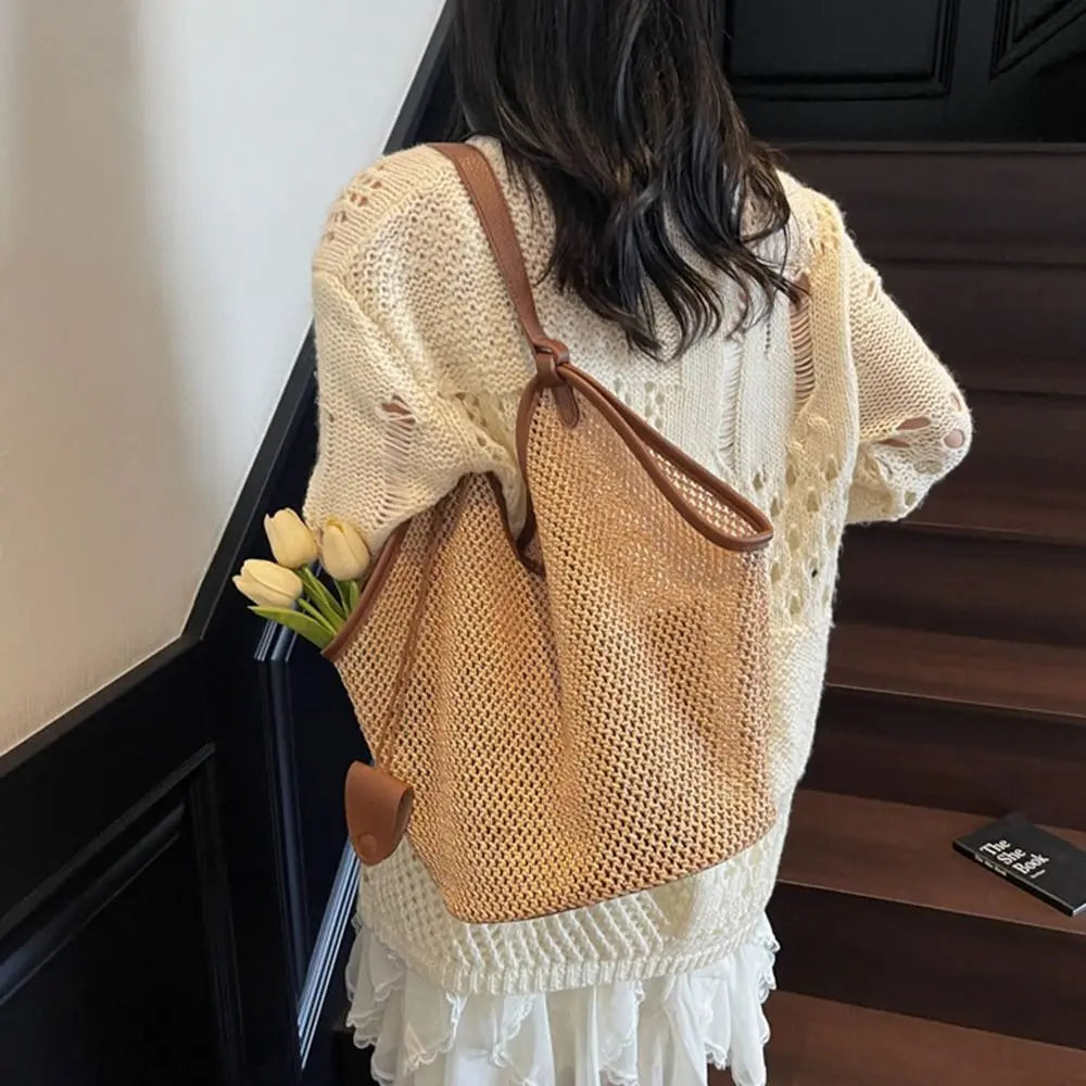 Bohemian Woven Straw Tote Bag – Large Beach Shoulder Bag Woven Straw Tote Bag HIP