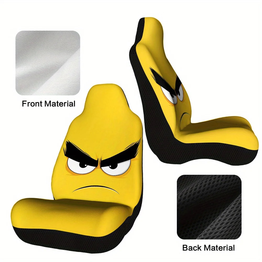 2-Piece Cartoon Angry Face Car Seat Covers | All Seasons Car Seat Cover Set HIP