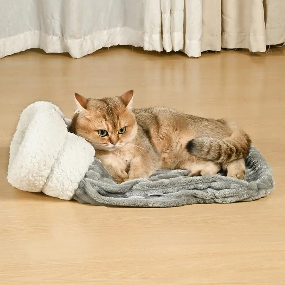 Cat Sleeping Bag Soft Cuddly Fluffy Feel Thickened Pet Pocket Type Quilt Bed Kitten Puppy Soft Comfortable Warm Nest Pet HIP