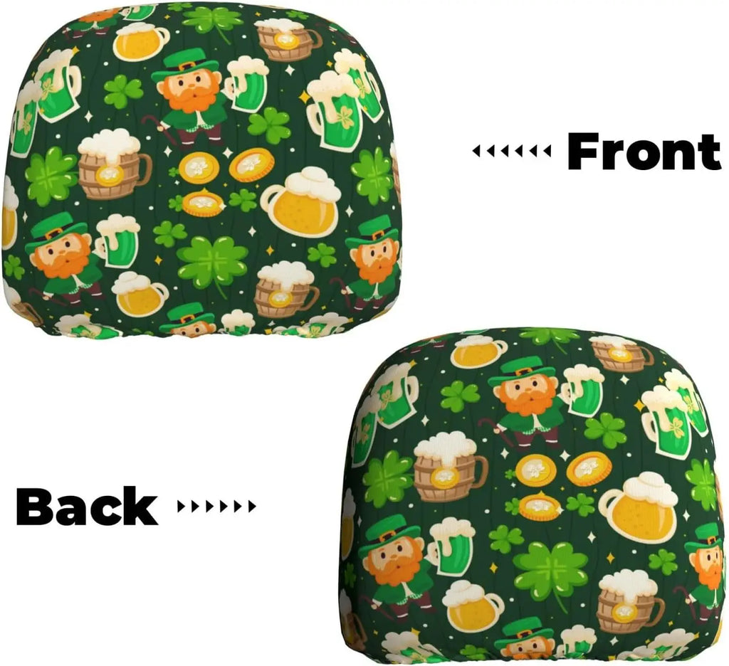 St. Patrick's Day Car Headrest Covers – 2-Pack Universal Car Headrest Covers HIP 1