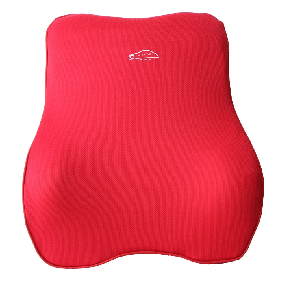 Memory Foam Car Neck Pillow & Lumbar Support Cushion | O SHI CAR Car Neck Pillow HIP 1 Waist Pillow red