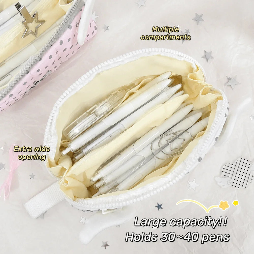 Polka Dot Shell Pencil Case – Multi-Layer Large Capacity Pouch Pencil Case HIP