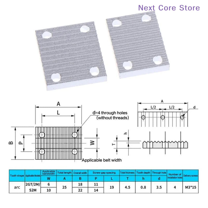 Aluminum GT2 Timing Belt Clamp 6mm 10mm for 3D Printers Timing Belt Clamp HIP
