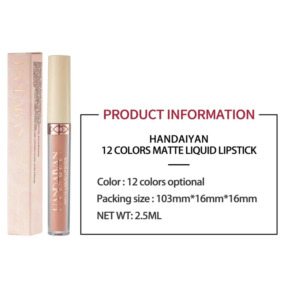 Handaiyan Matte Velvet Lip Glaze – Waterproof Liquid Lip Stain Liquid Lip Stain HIP