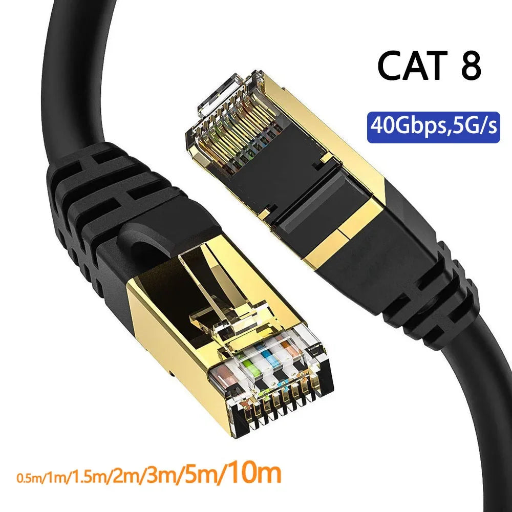 Cat 8 Ethernet Cable 40Gbps 2000MHz RJ45 LAN Patch Cord Ethernet Patch Cable HIP