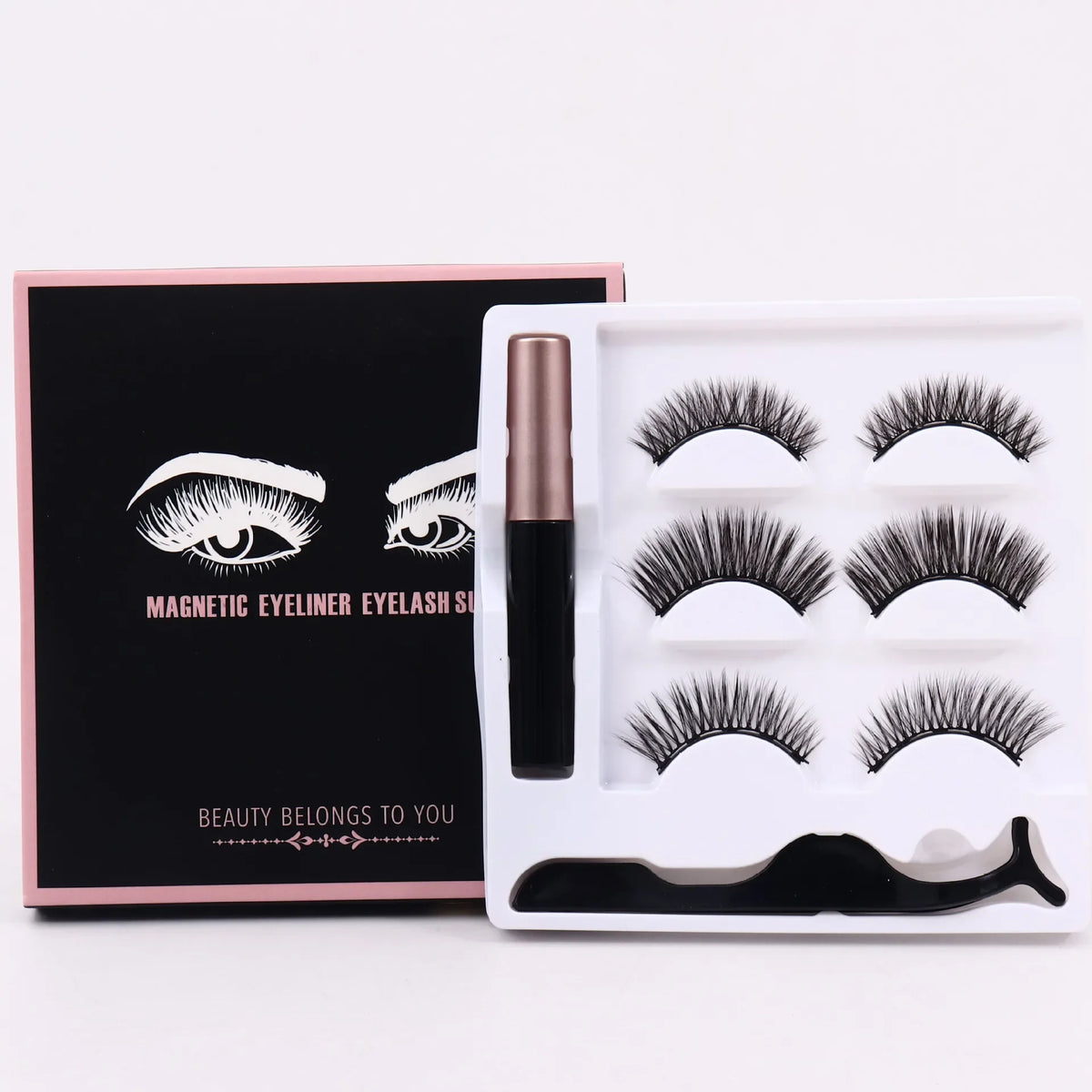 Magnetic Eyelashes 3D Mink Eyelashes Makeup Magnetic Lashes Eyeliner Tweezers Set Natural False Lashes Short Faux Cils HIP 3Pair 011 012 018
