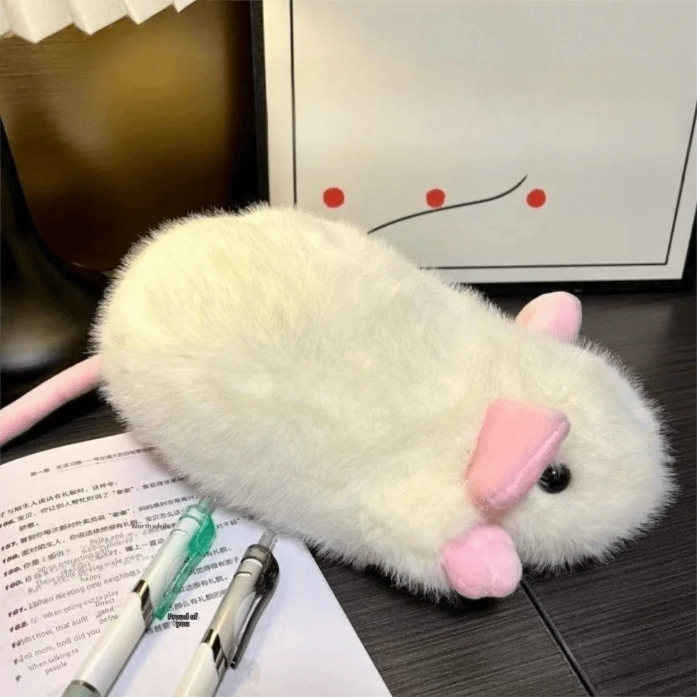 Fancy Rat Plush Pencil Case – Soft Animal Pouch 20cm Plush Pencil Case HIP Beige