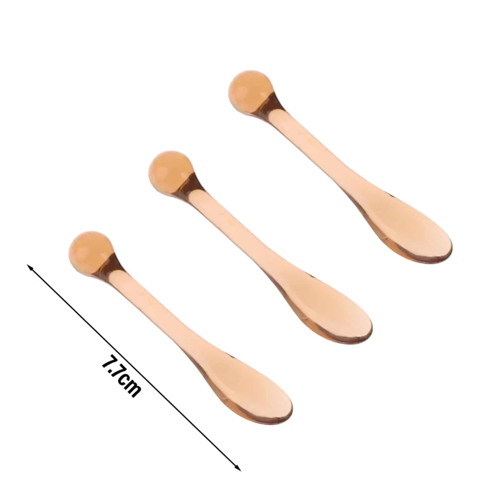 3pcs Acrylic Cosmetic Spatulas Scoop with Bottle Face Cream Mask Mud Mixing Spoon Beauty Tools Absorb Roller Facial Applicator HIP Brown No Box 3Pc