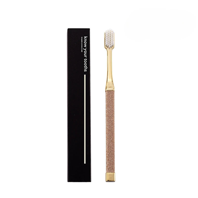 Luxury Soft Toothbrush Men Women Adult Tooth Brush Gold Silver Dental Brushes Elegance Gentle Toothbrushes Drop Shipping HIP Gold White
