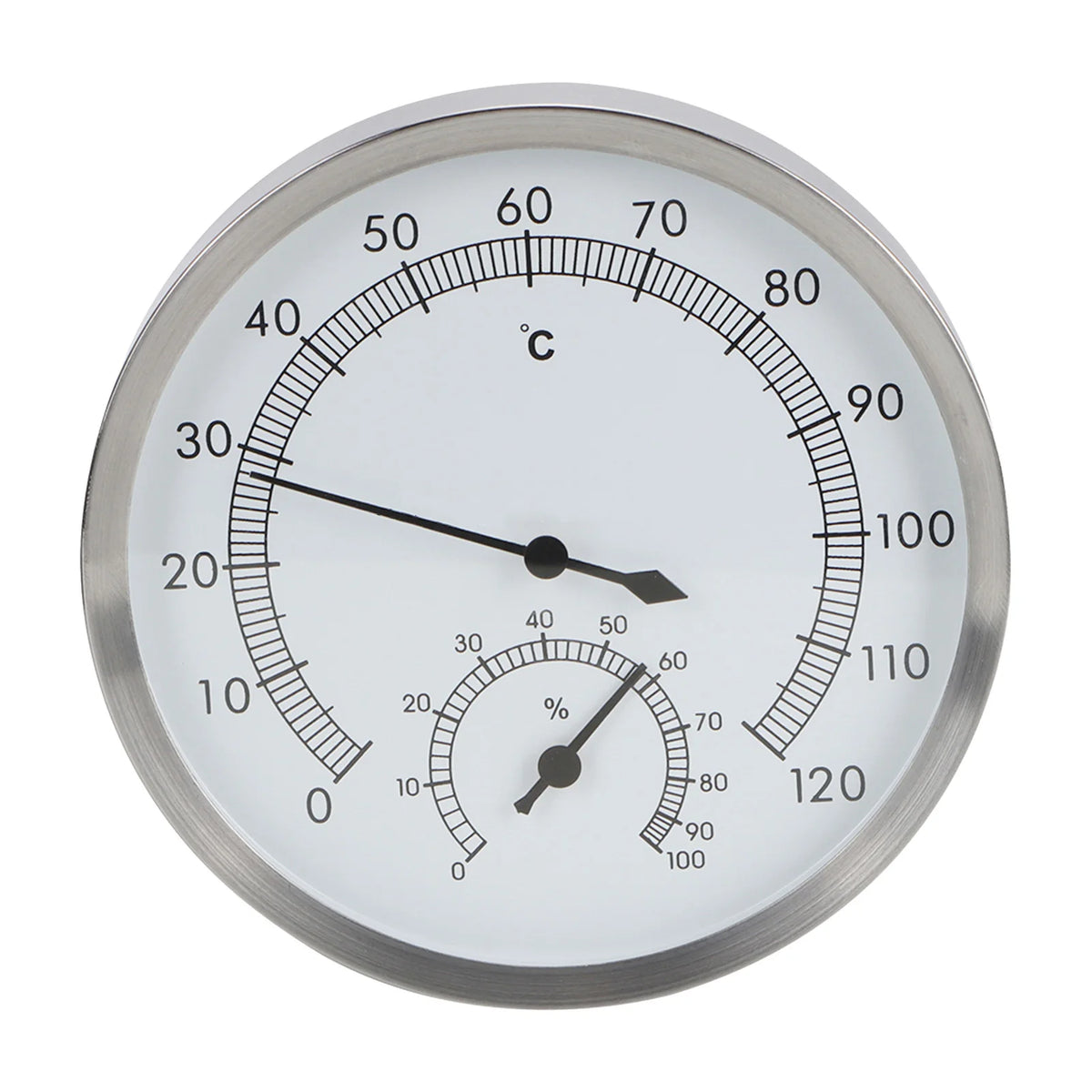 2 In-1 Stainless Steel Steam Room Sauna Room Thermometer Hygrometer Thermo Hygrometer Indoor HIP WHITE