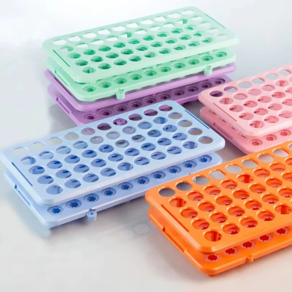 50-Slot Plastic Test Tube Rack – 18mm, 5–15mL Tubes Test Tube Rack HIP Blue