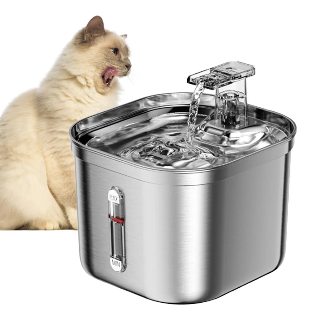 Cat Water Fountain Stainless Steel Pet Water Fountain for Cats Inside Filters&Ultra-Quiet Pump 2.2L/73oz Dog Pet Water Fountain HIP