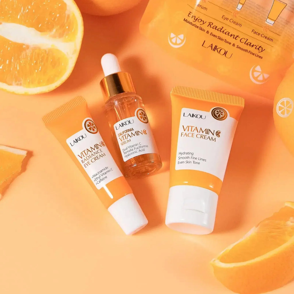 LAIKOU Vitamin C Skincare Kit – 3-Piece Serum, Eye & Face Cream Vitamin C Skincare Set HIP