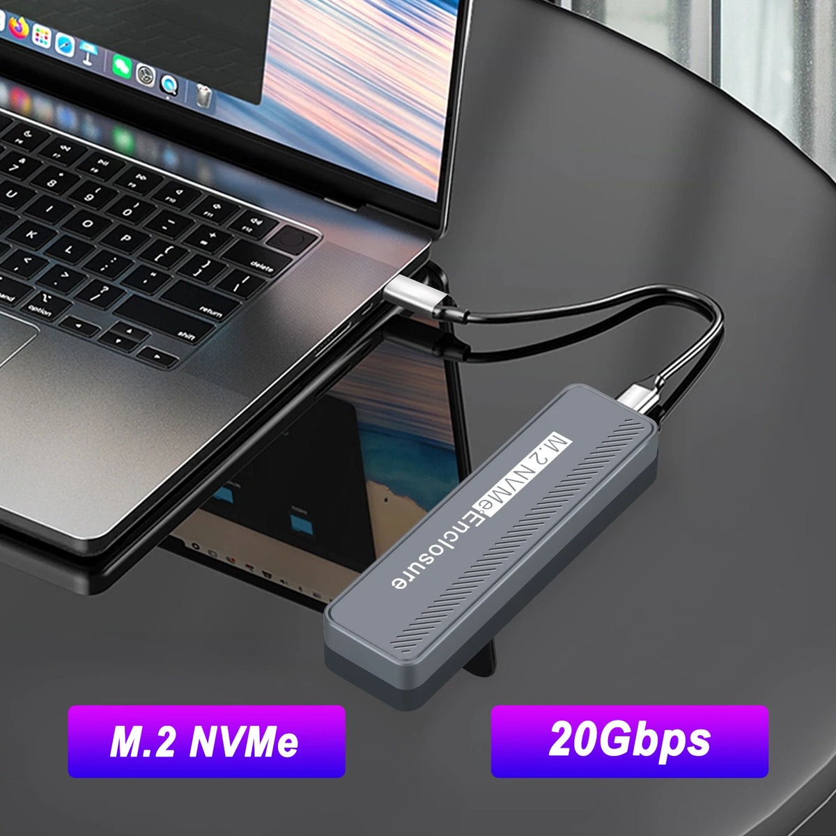 M.2 NVMe SSD Enclosure USB 3.2 Gen2×2 20Gbps Up to 4TB SSD Enclosure HIP