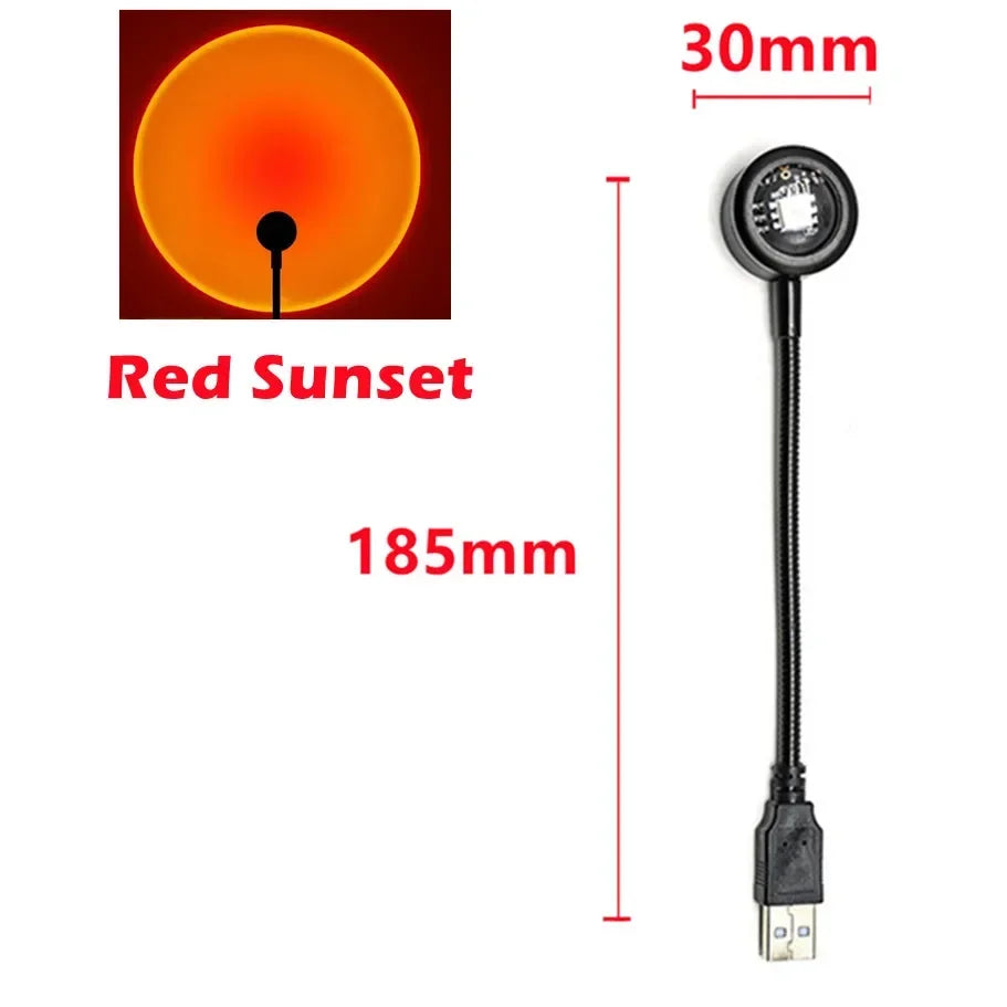 5V USB Sunset Lamp LED Rainbow Neon Night Light Projector Home Decor Mood Light for Bedroom Living Room Wall Gift Photography HIP type A