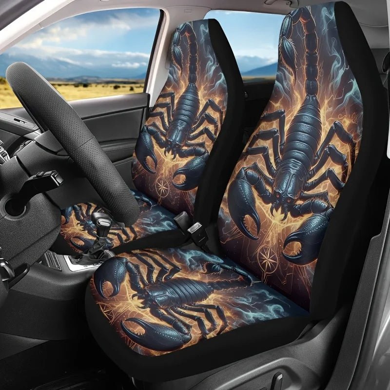 2-Pack Scorpion Print Universal Car Seat Covers – Sedan & SUV Car Seat Covers HIP