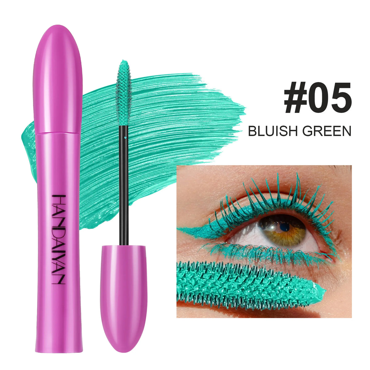 Handaiyan Colorful Silk Mascara – Waterproof & Volumizing Color Mascara HIP 05 BLUISH GREEN 5ml