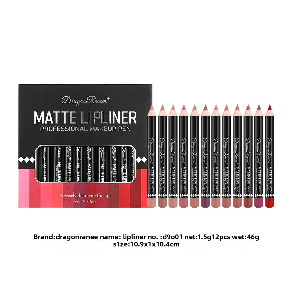 Dragon Ranee 12-Color Matte Lip Liner Set – Waterproof Pencils Lip Liner Set HIP