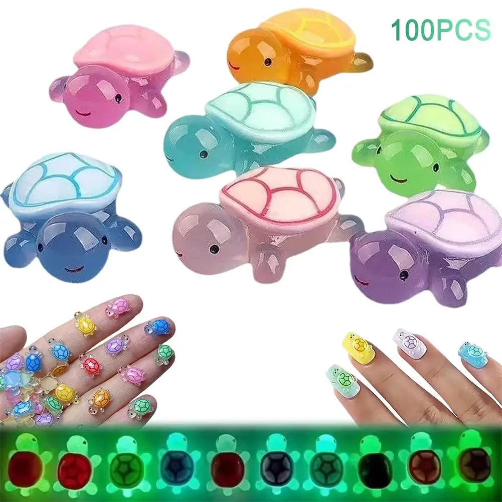 1.1/17cm Cute Cartoon Luminous Turtle Storage Box Home Decor Resin Crafts Glowing Small Turtle Toy Storage Case Home Decoration HIP