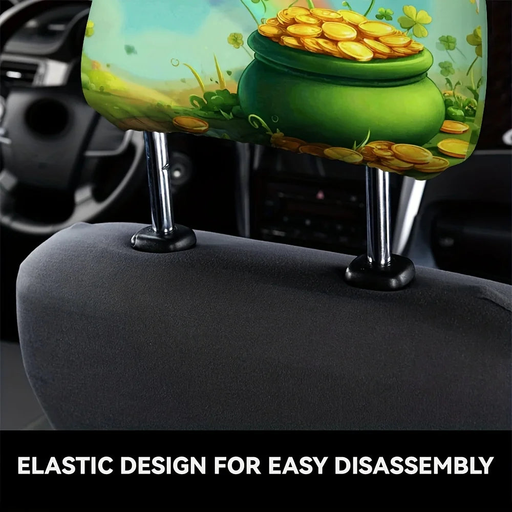 2-Pack Lucky Clover Rainbow Car Headrest Covers – Universal Fit Car Headrest Cover HIP