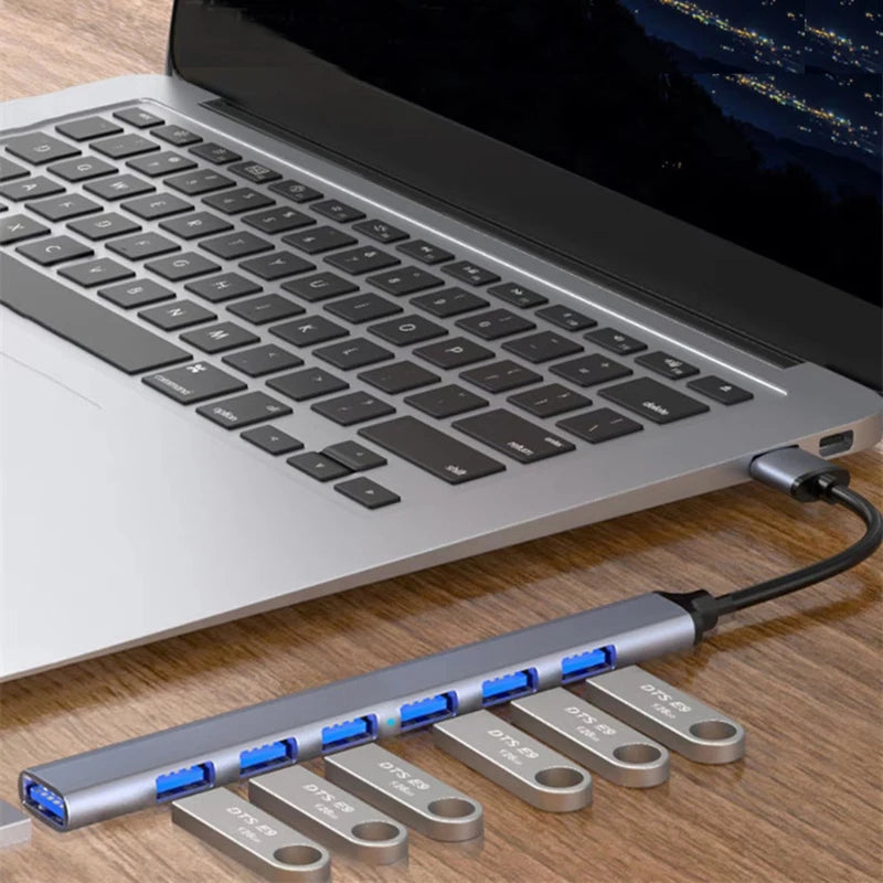 OULLX 7-Port USB 3.0 Hub – Type-C & USB Aluminum Splitter USB Hub Splitter HIP