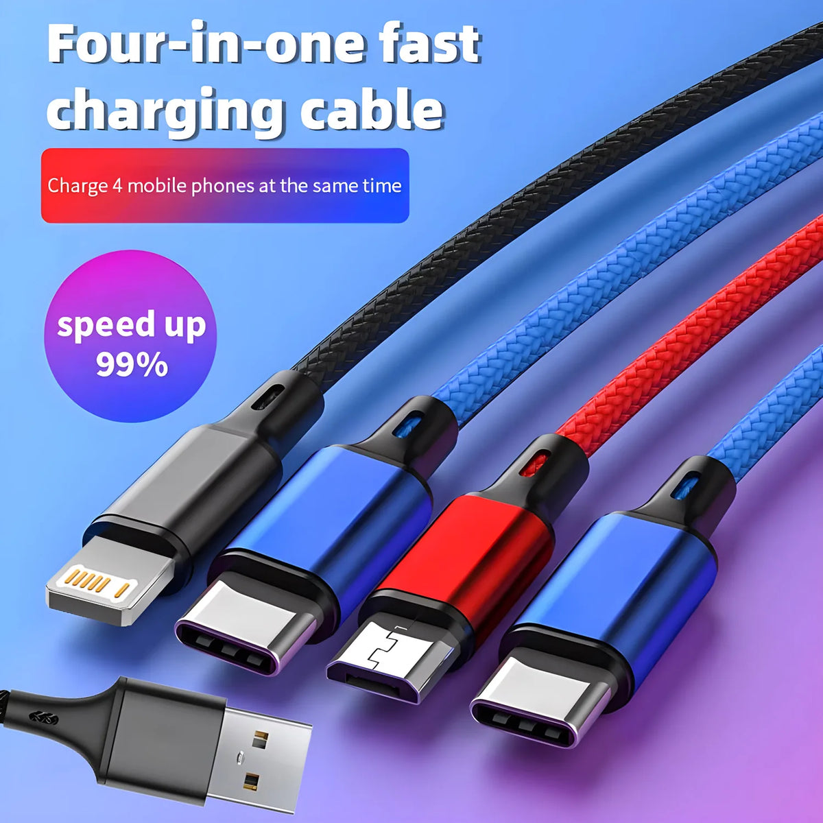 5-in-1 Universal USB Cable 1.2M 3A – iOS, Micro & Type-C Multi-Connector USB Cable HIP